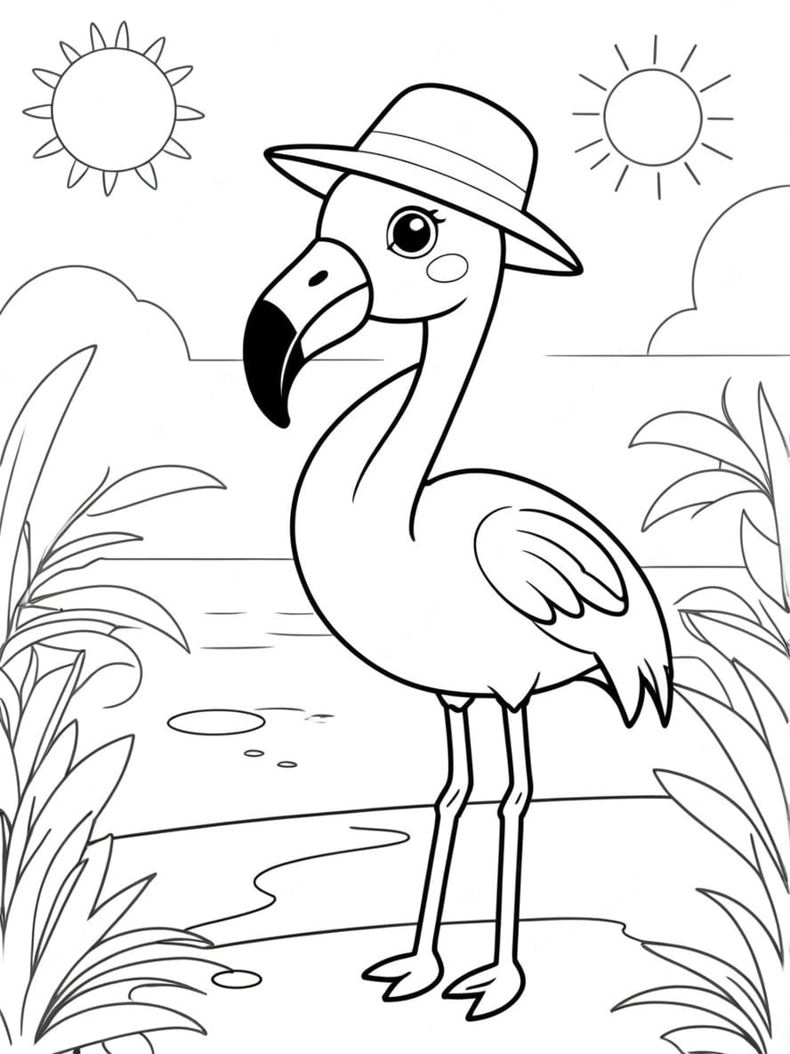 Flamingo Two Suns Coloring Pages