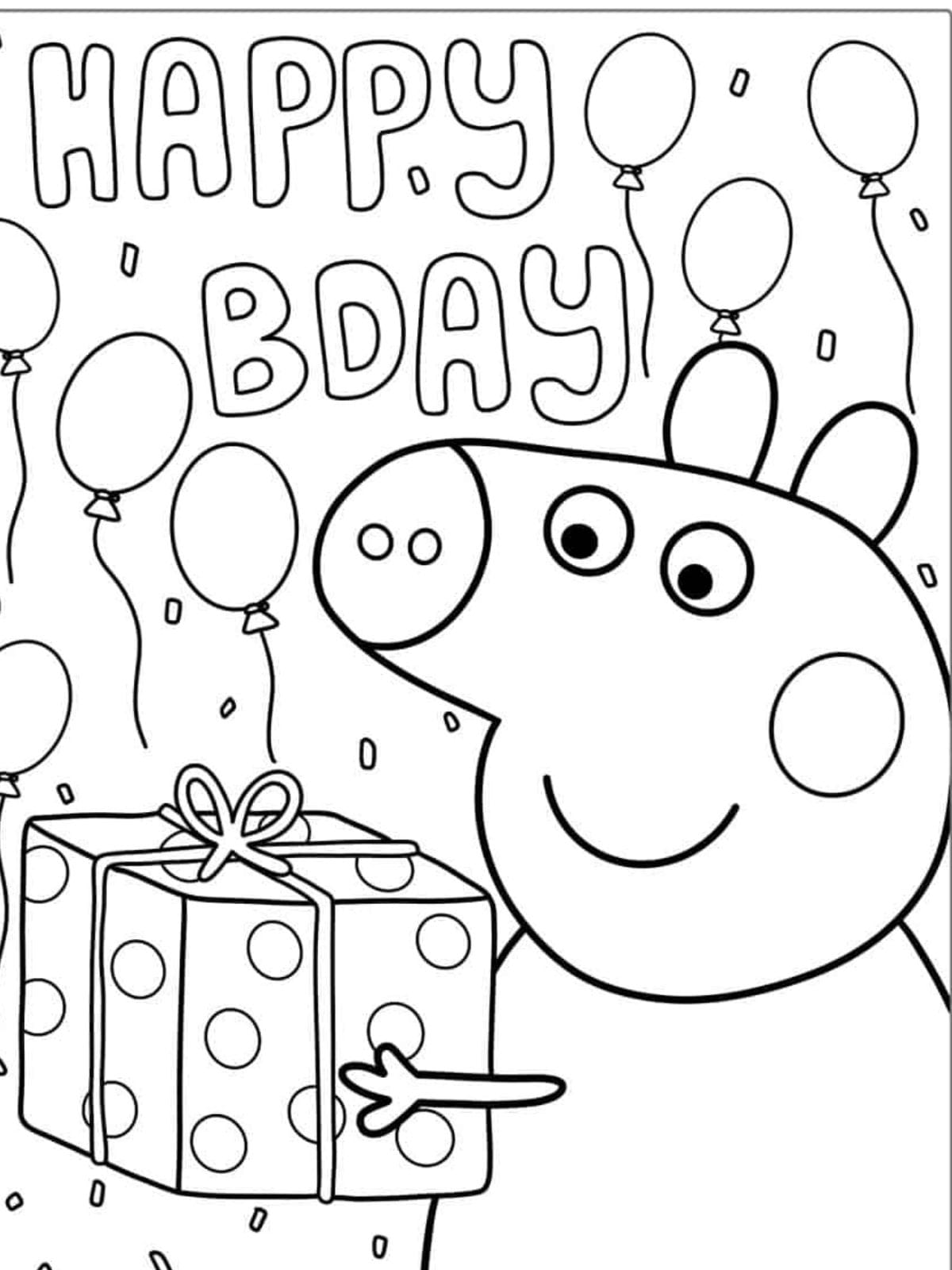 Happy Birthday Peppa Pig Coloring Pages