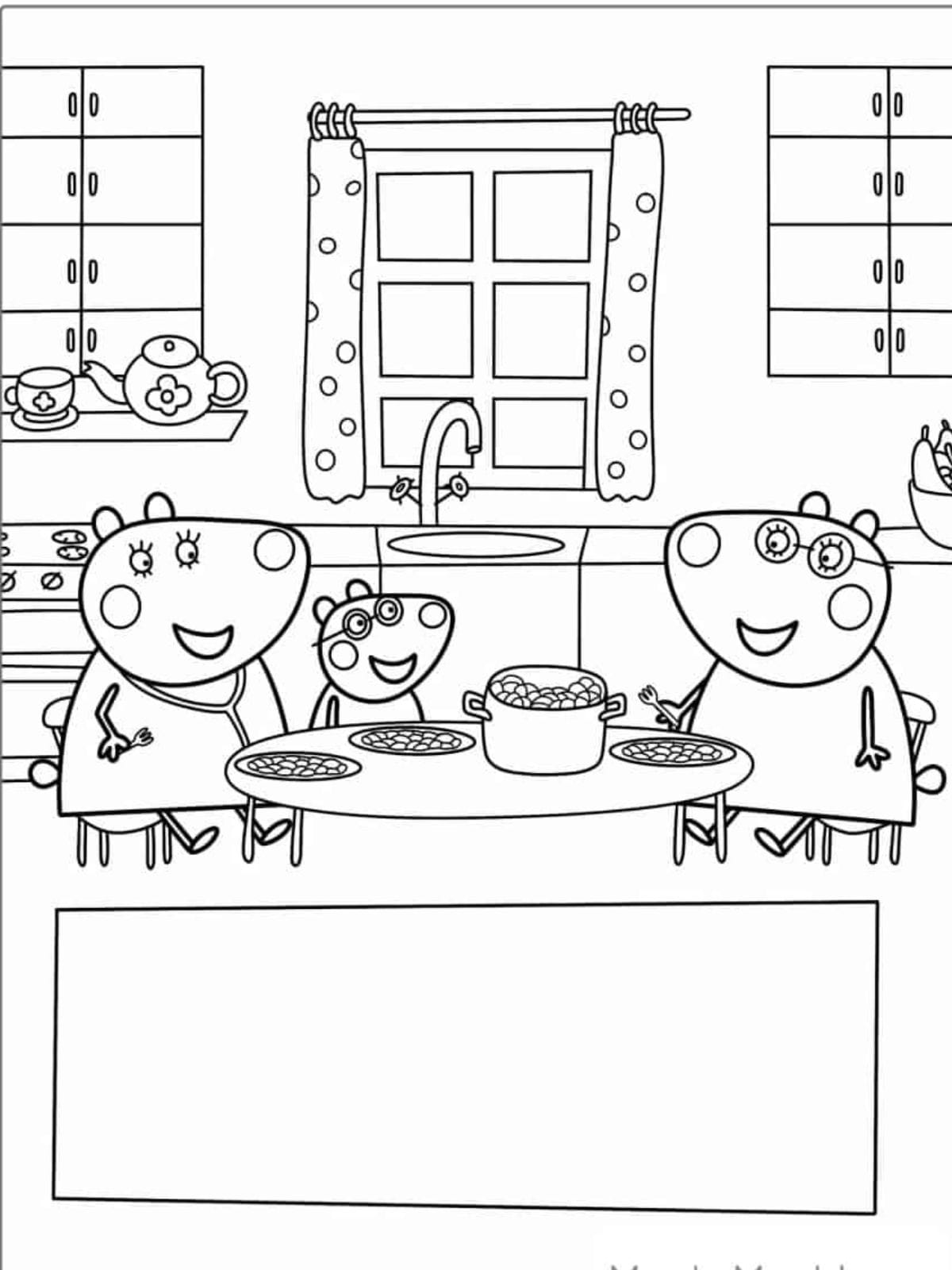 Mandy Mouse Eating Breakfast With Mummy Mouse Coloring Pages