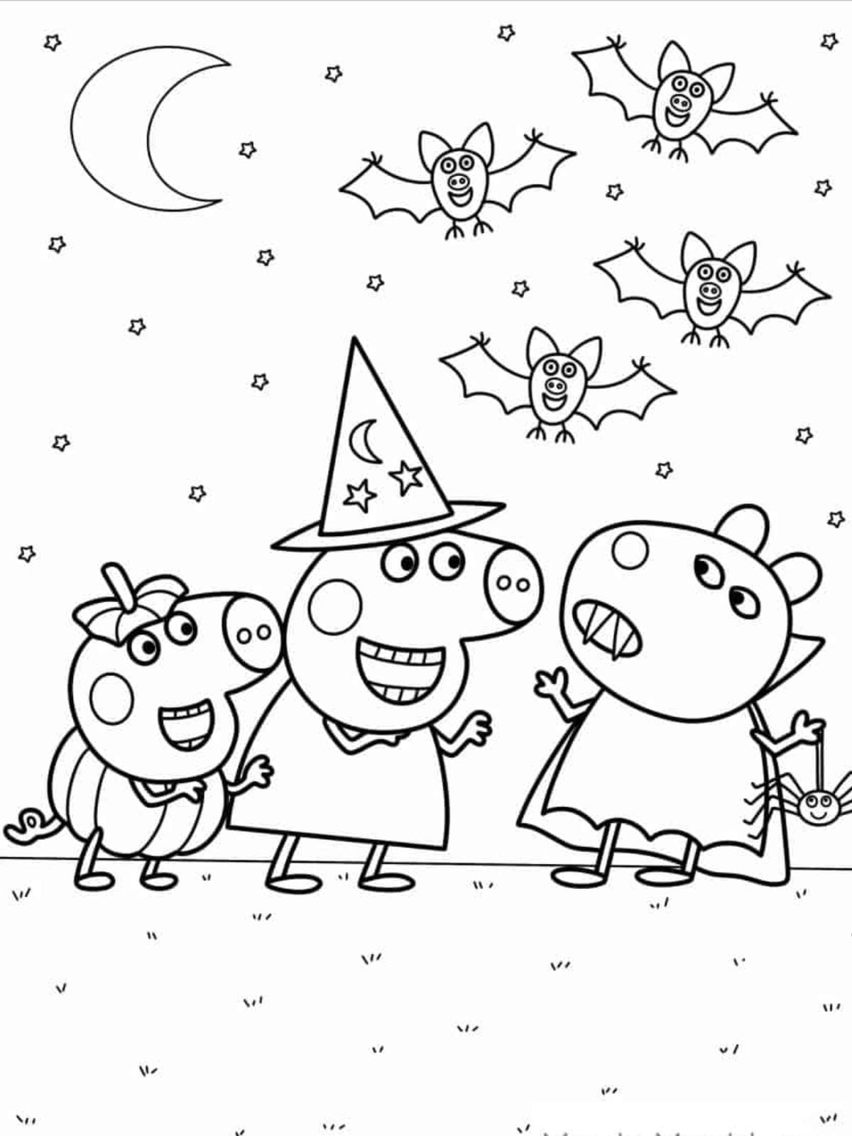 Peppa Pig Halloween Coloring Page