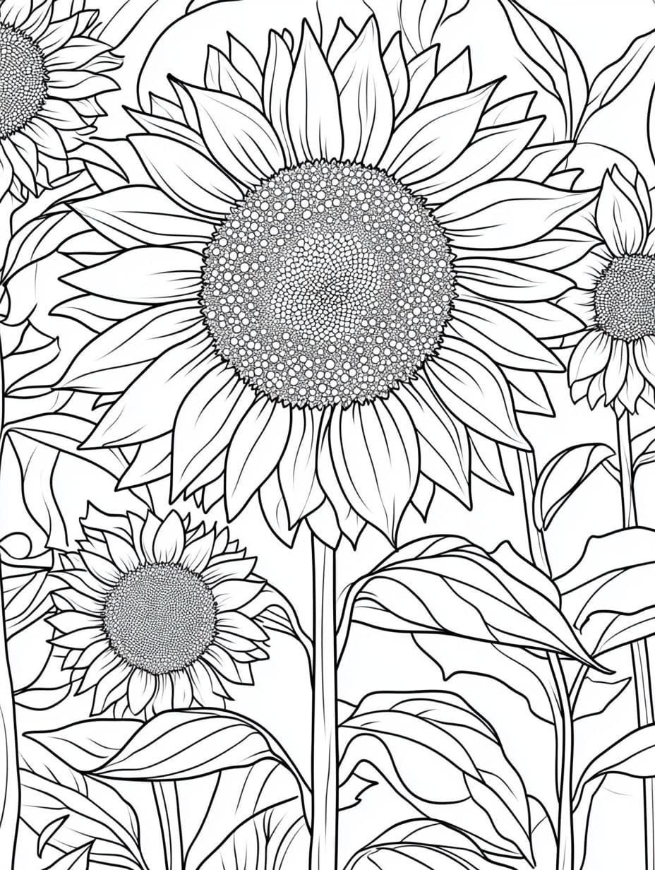 Pure Sunflower Coloring Pages