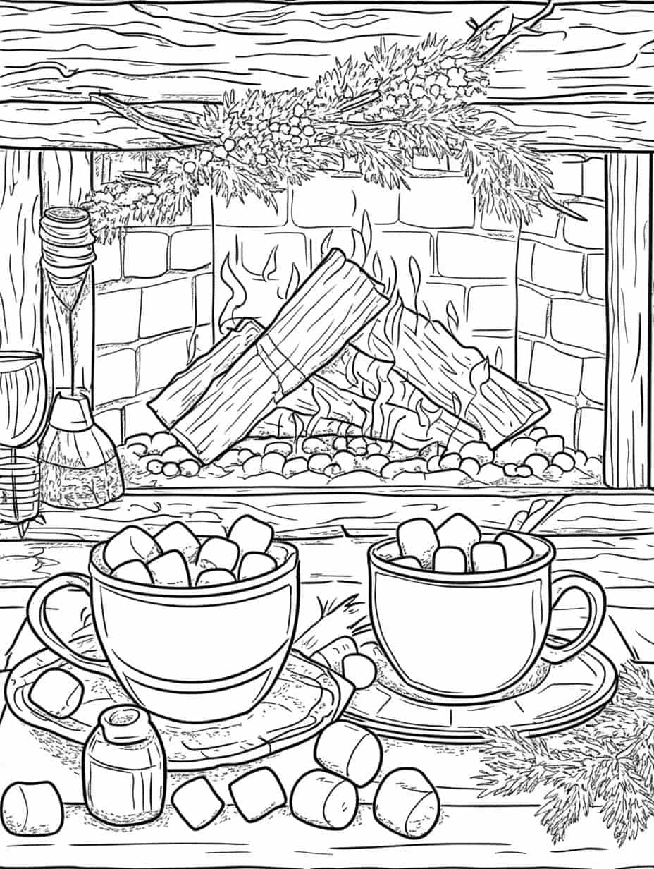 Winter Hot Cocoa By The Fireplace A Cozy Scene With Mug