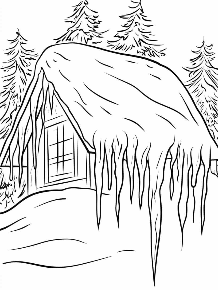 Winter House Coloring Pages