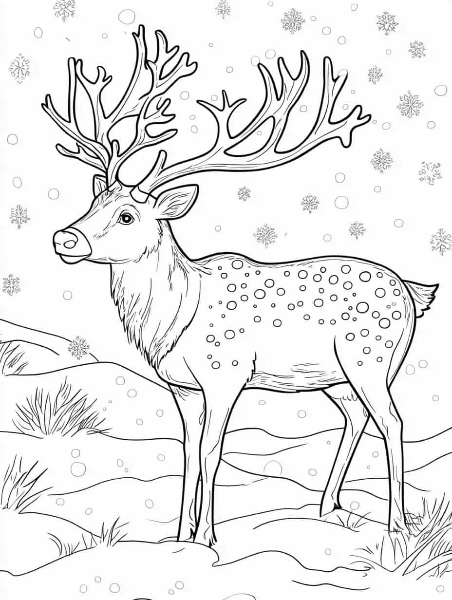 Winter Reindeer Coloring Pages