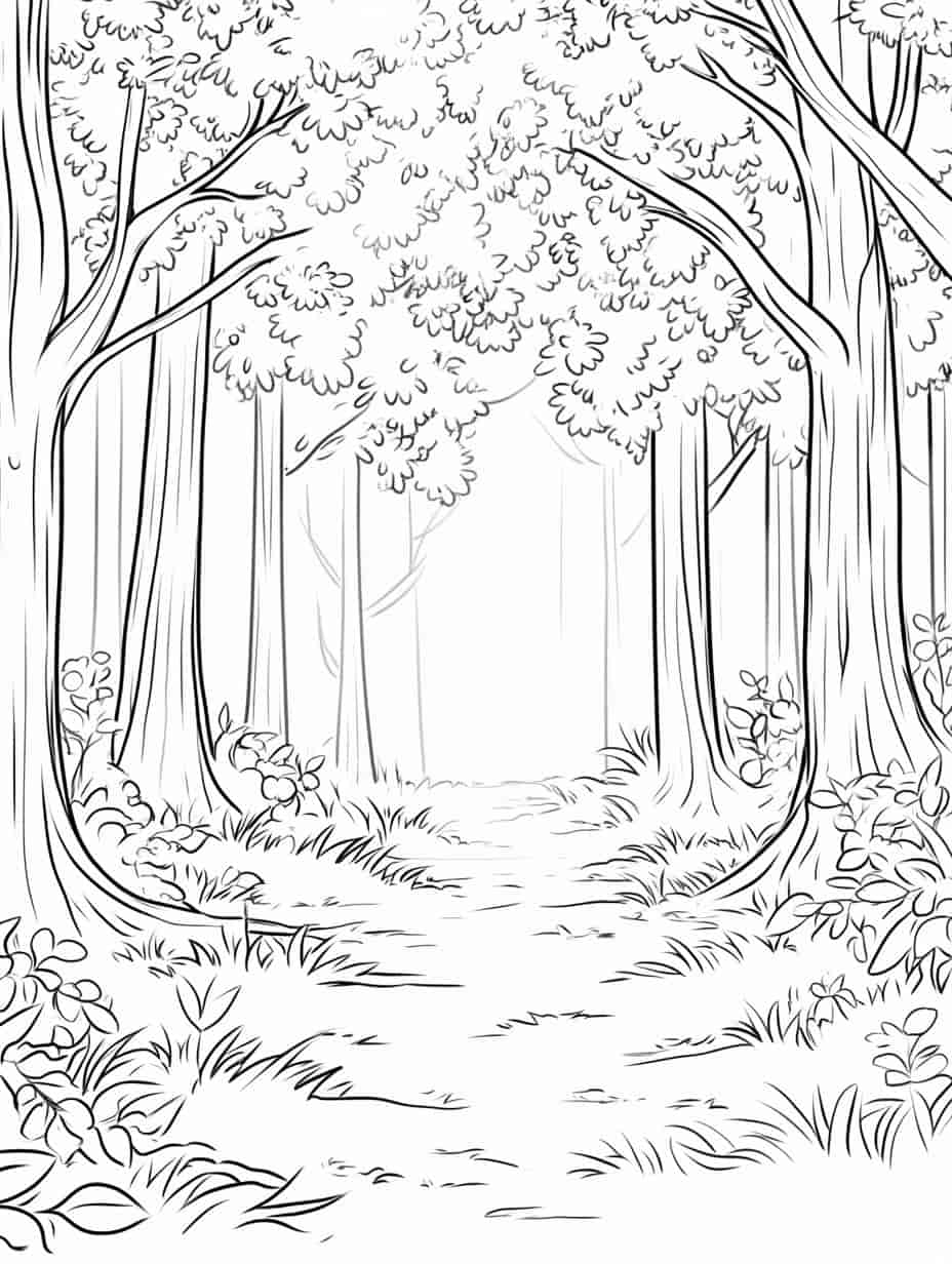 A Foggy Morning In The Forest Coloring Pages