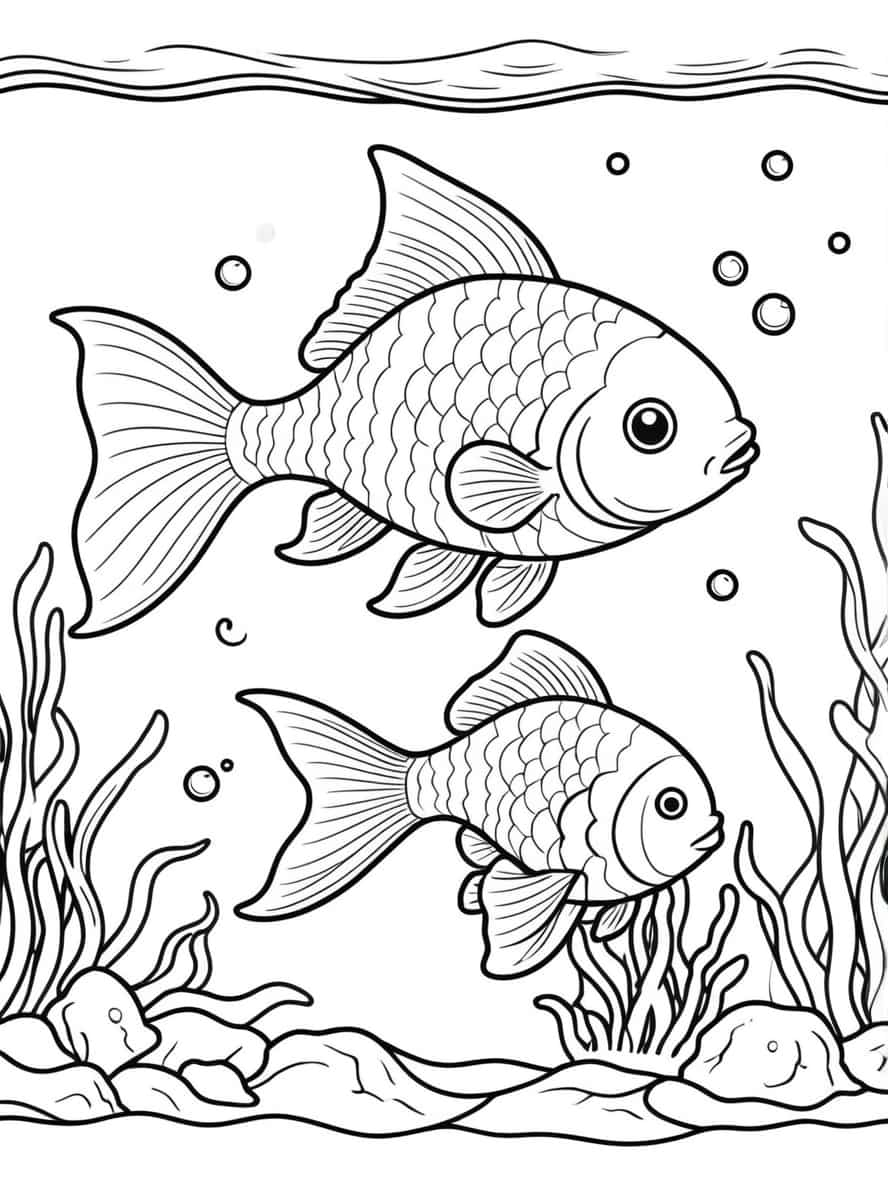 A Goldfish Swimming Coloring Pages