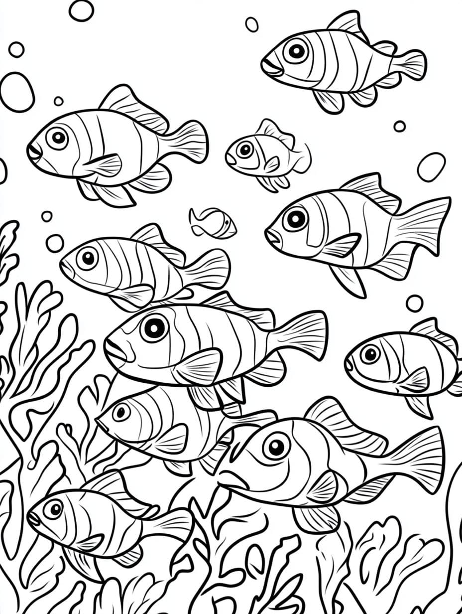 A School Of Fish Coloring Pages