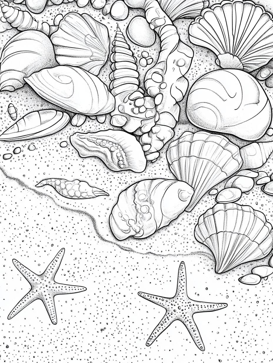 A Variety Of Beautiful Seashore Coloring Pages