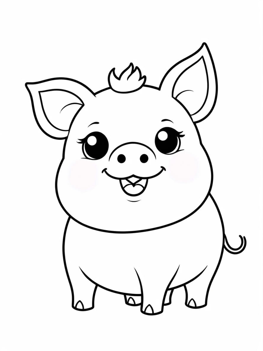 Adorable Kawaii Big Coloring Page For Kids