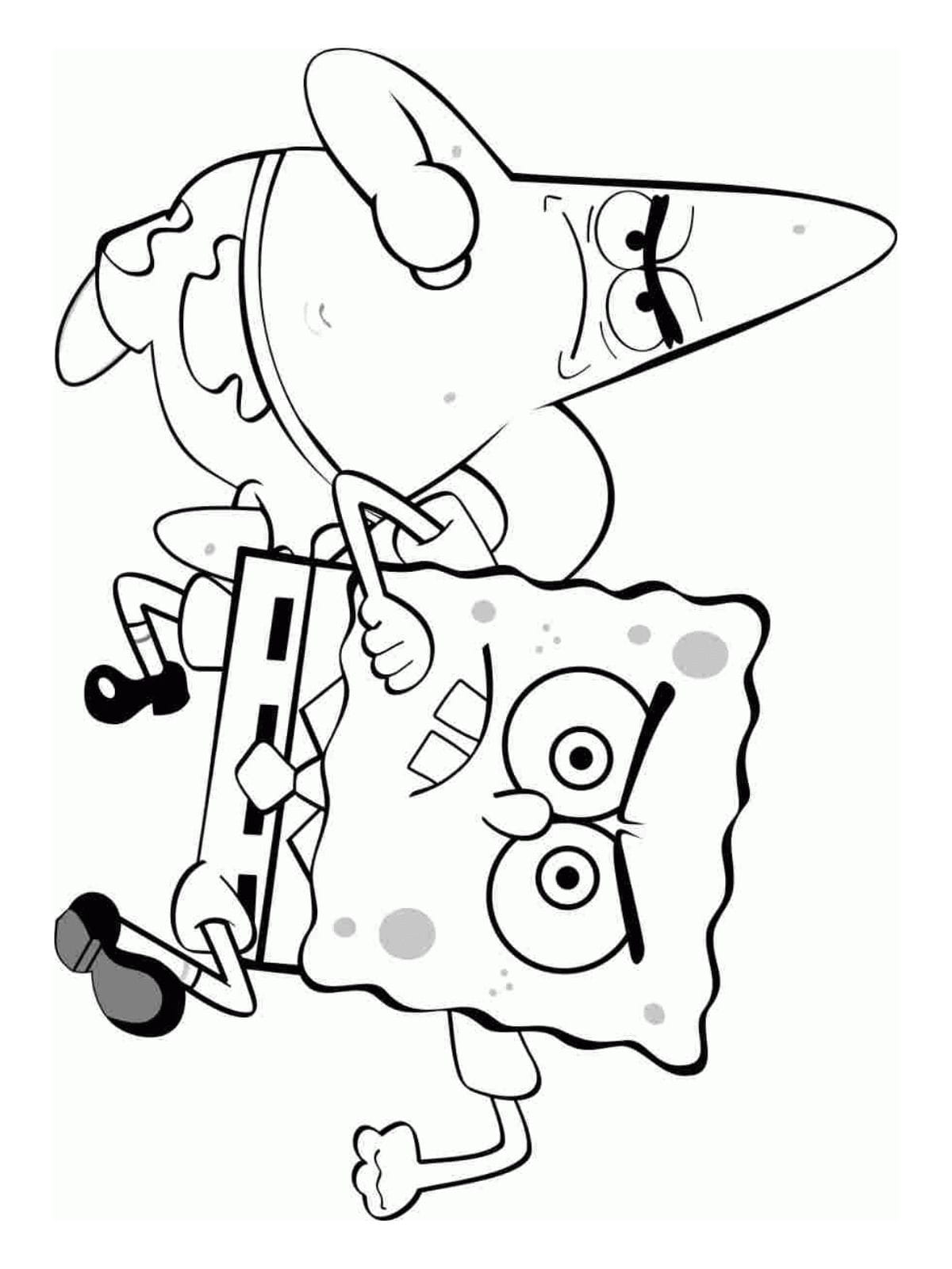 Angry Spongebob And Patrick Coloring Page For Kids