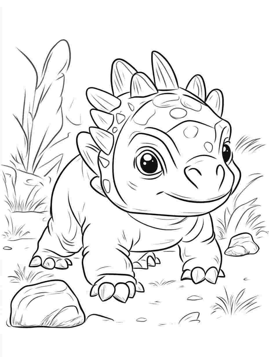 Ankylosaurus Baby Cute Coloring Pages