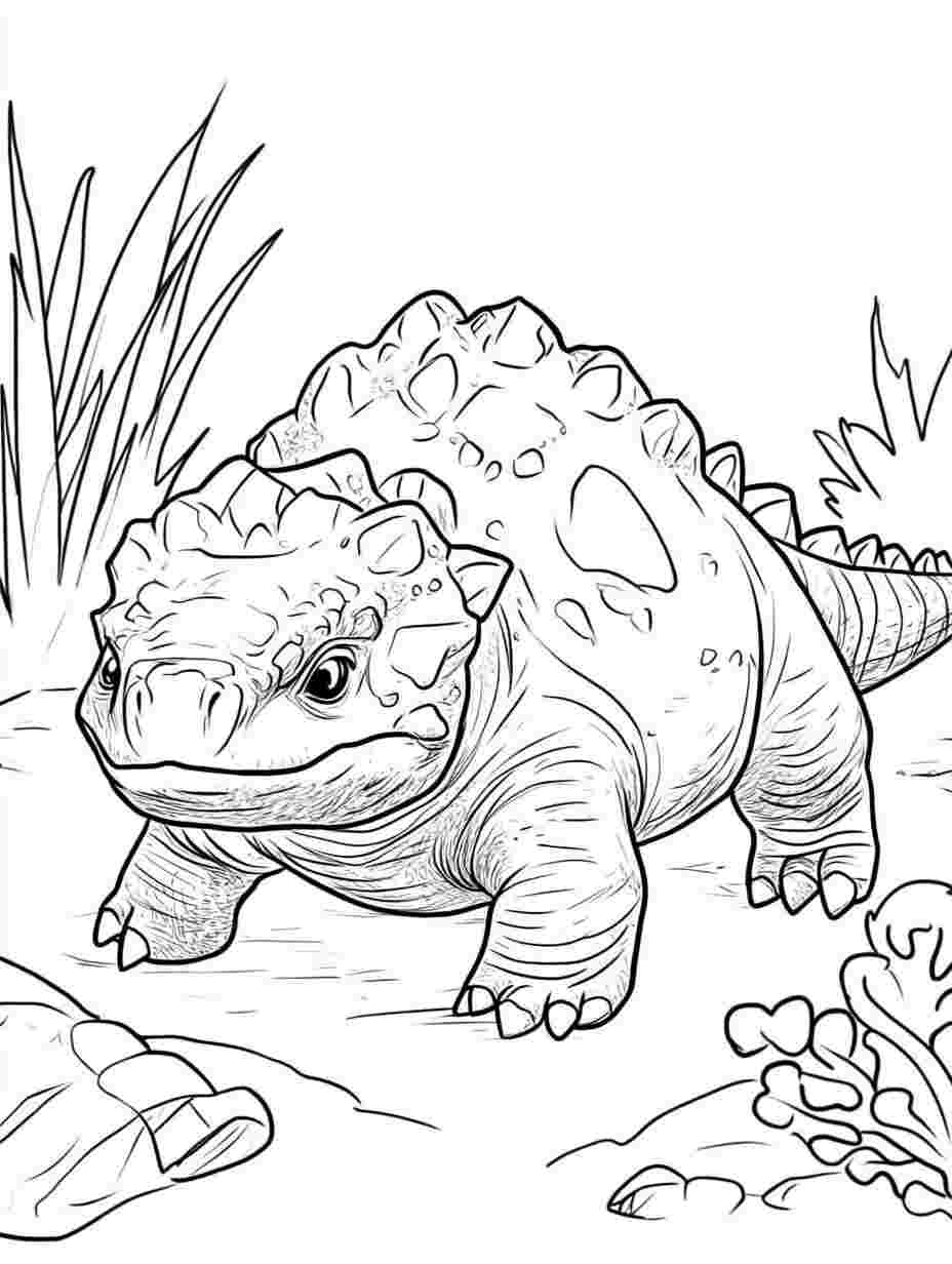 Ankylosaurus Baby Kids Coloring Pages