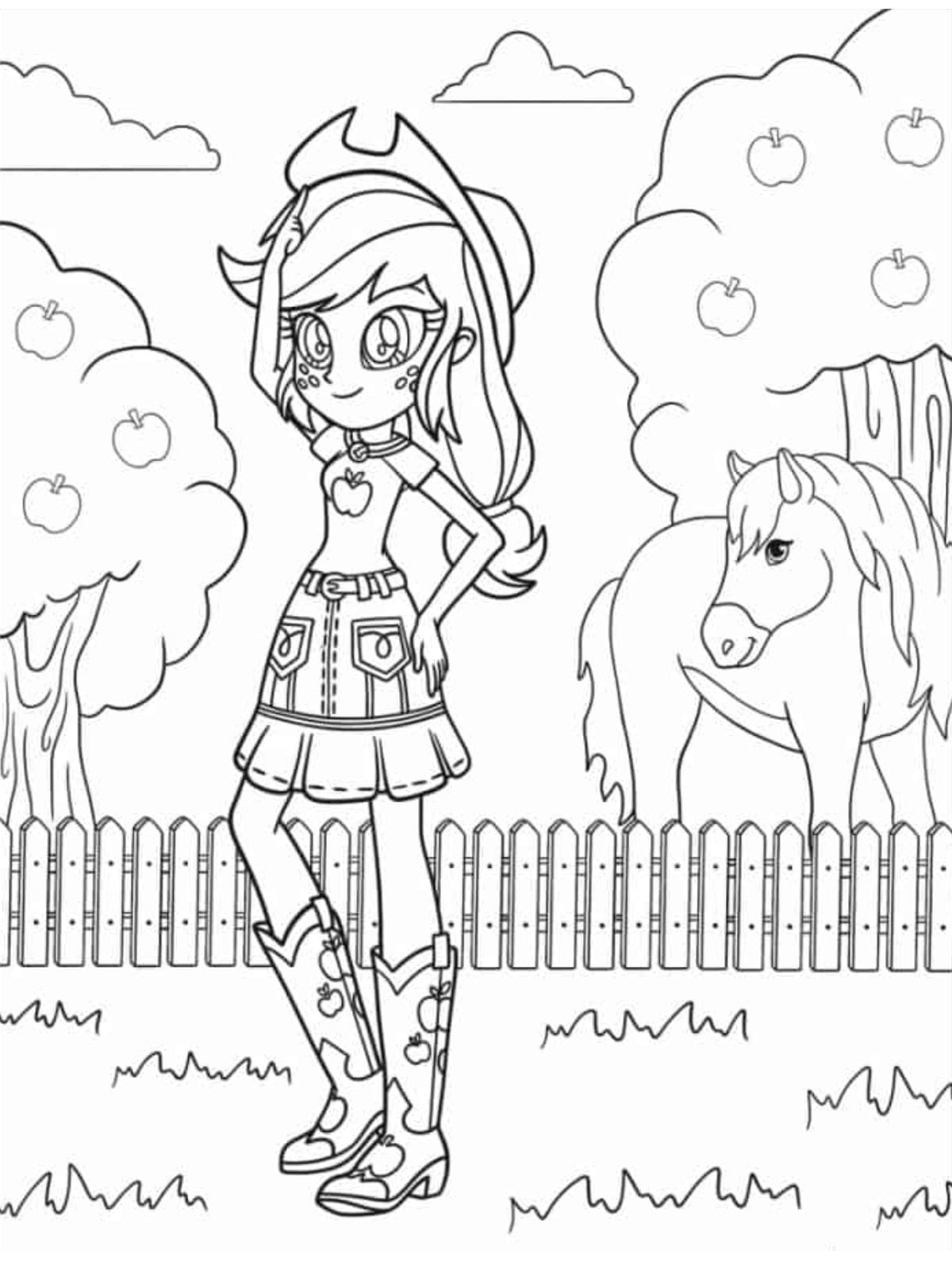 Applejack My Little Pony Equestria Girls Coloring Page