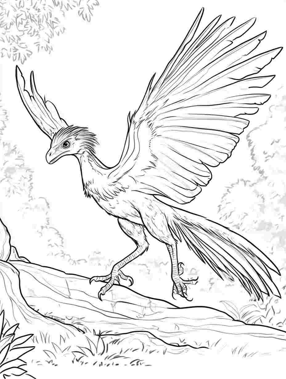 Archaeopteryx Spread Wings Coloring Pages Many Animals Simple