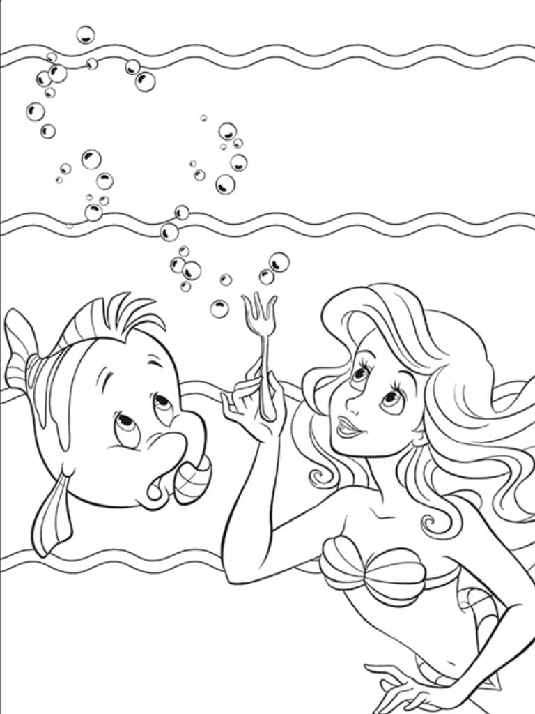 Ariel With Friends Coloring Pages