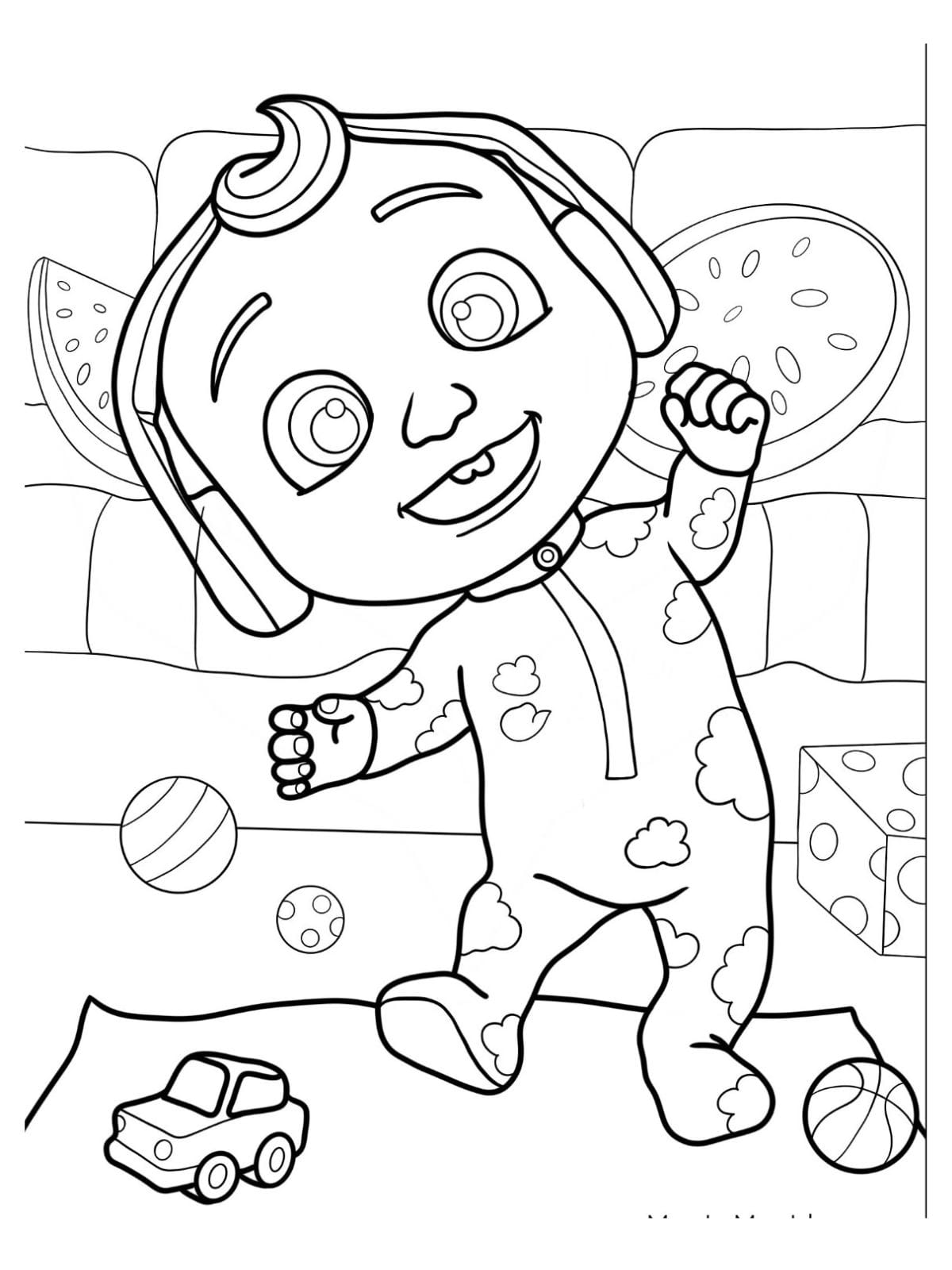 Baby Dancing Cocomelon Coloring Pages