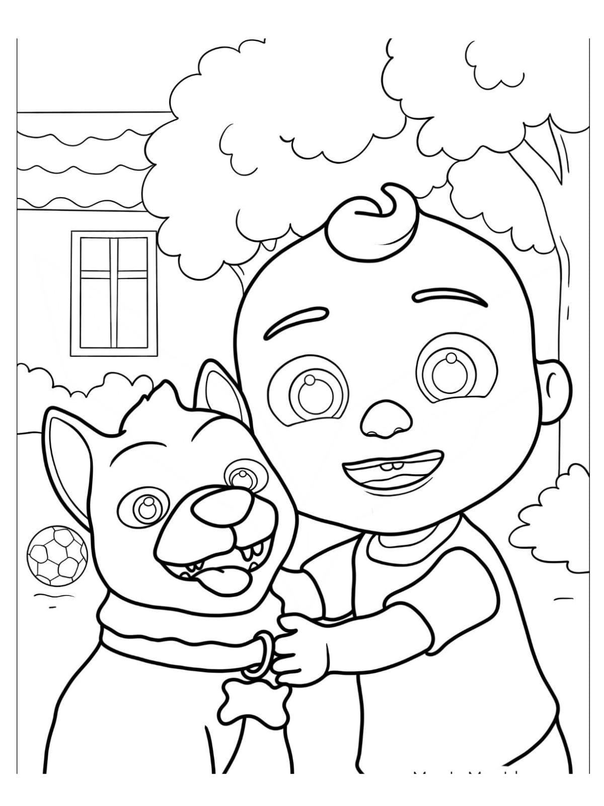 Baby Hug Dog Cocomelon Coloring Pages