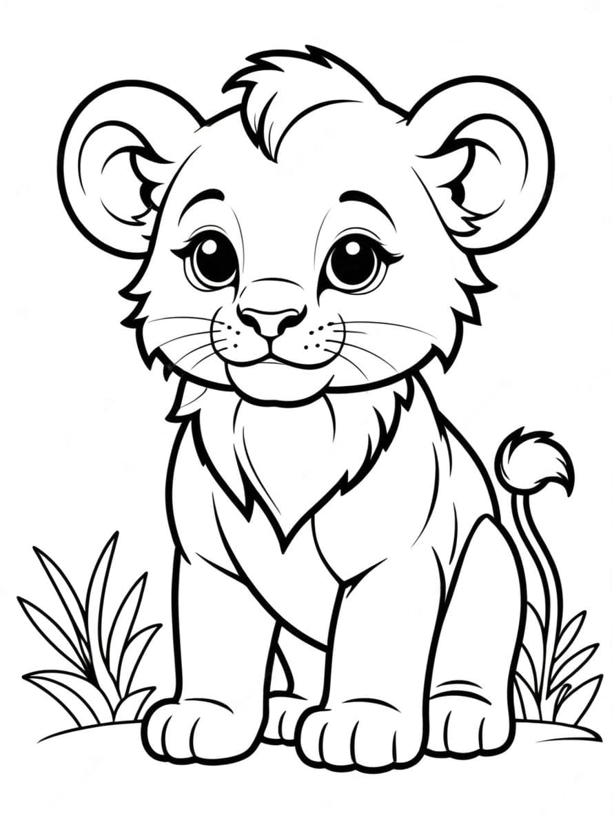 Baby Lion Cub To Color Coloring Pages For Kids