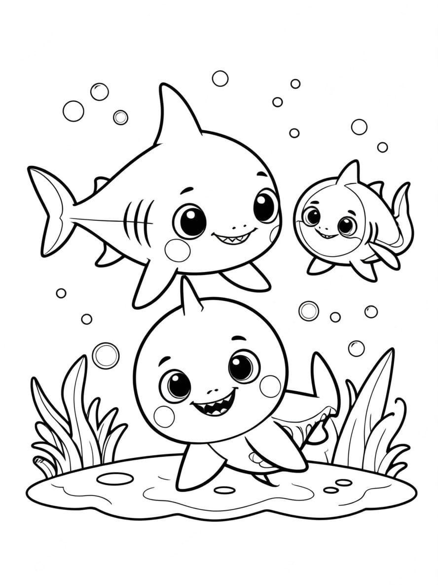 Baby Shark And Friend Coloring Pages For Kids