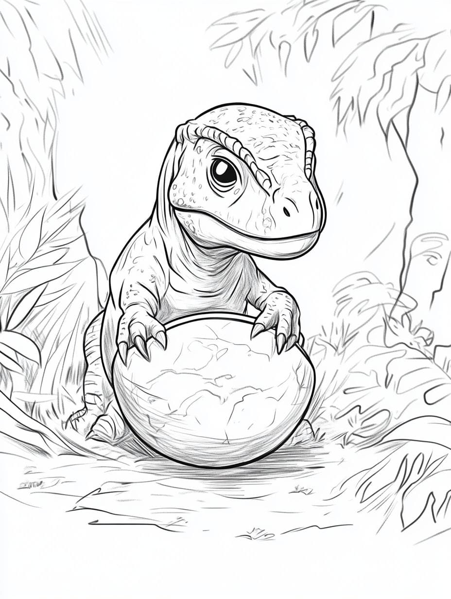 Baby T Rex Dinosaur Egg Coloring Pages