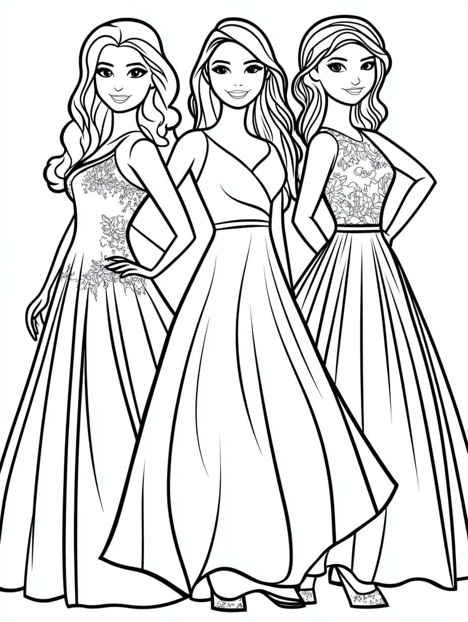 Barbie And Two Friends Coloring Pages