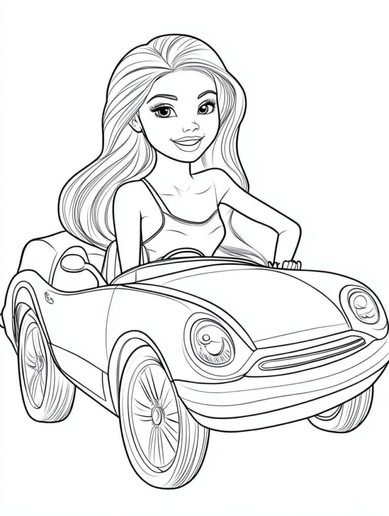 30 Free Printable Barbie Coloring - Barbie Car Coloring Pages 768x1020 