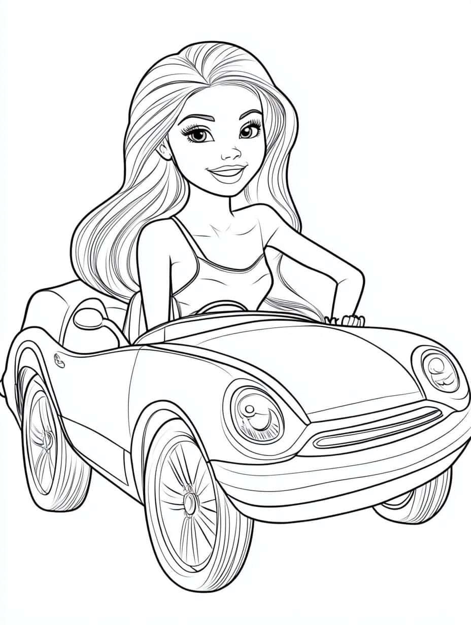 Barbie Car Coloring Pages