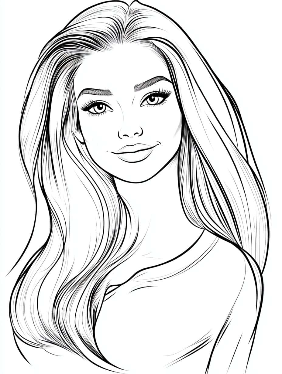 Barbie Smiling Margot Robbie Portrait Coloring Pages