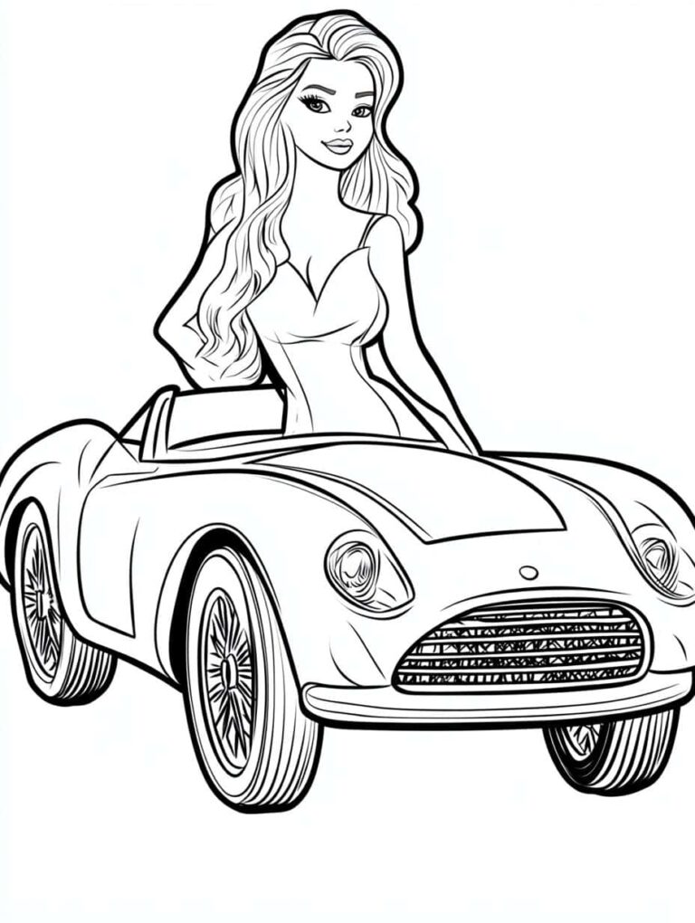 30 Free Printable Barbie Coloring - Barbie With Car Coloring Pages 768x1020 