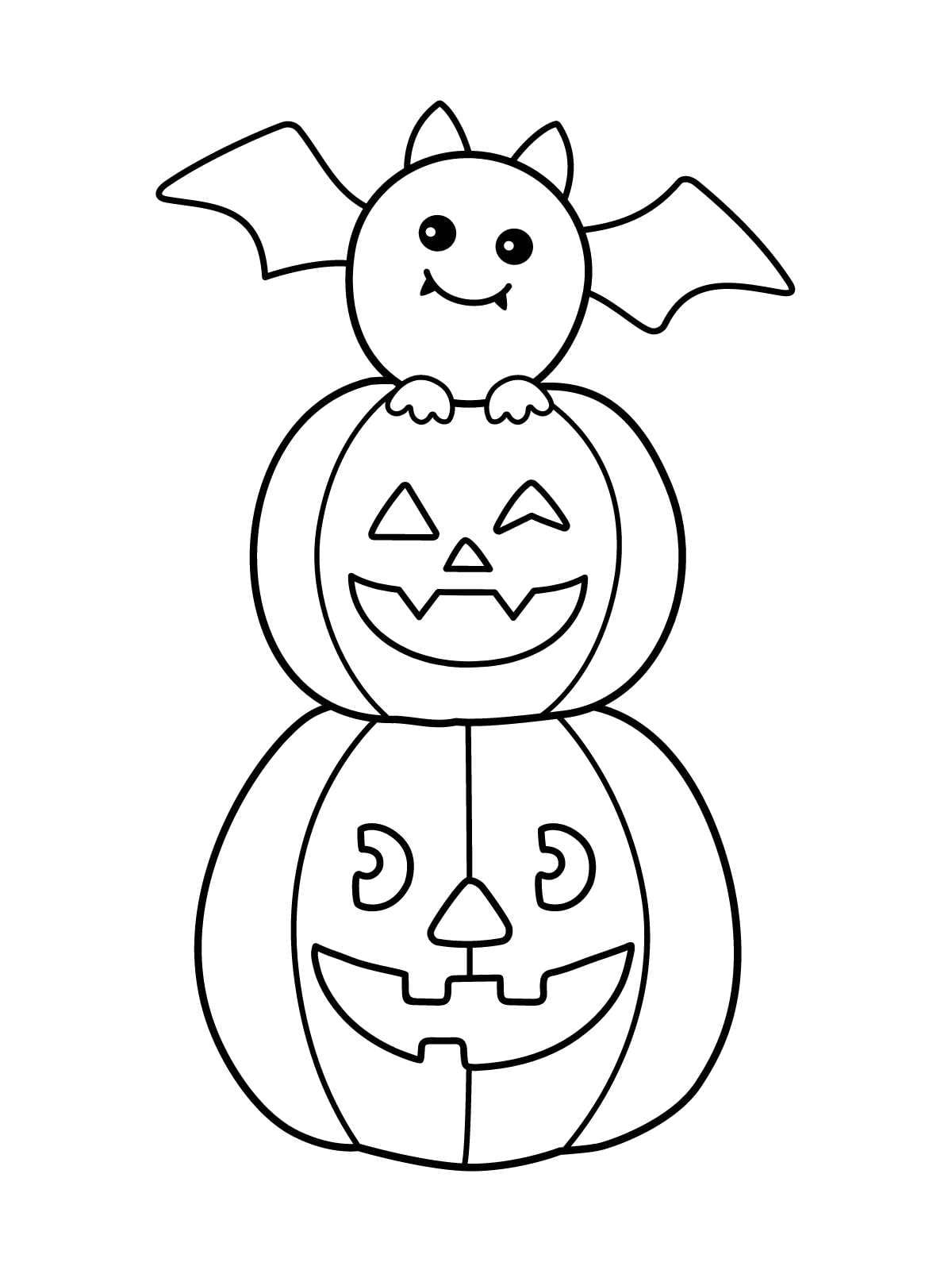 Bat Wings Halloween Pumpkin Coloring Pages