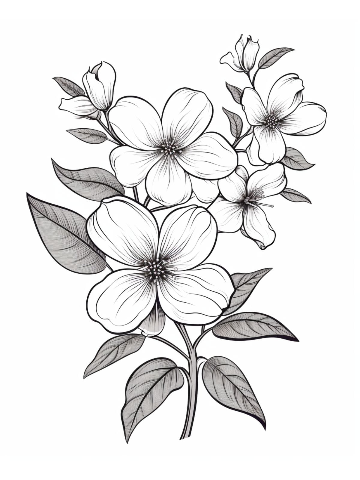 Beautiful Jasmine Coloring Page For Kids