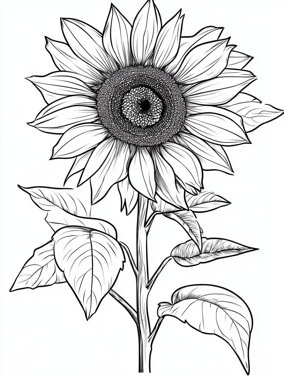 Beautiful Sunflower Coloring Pages For Kids