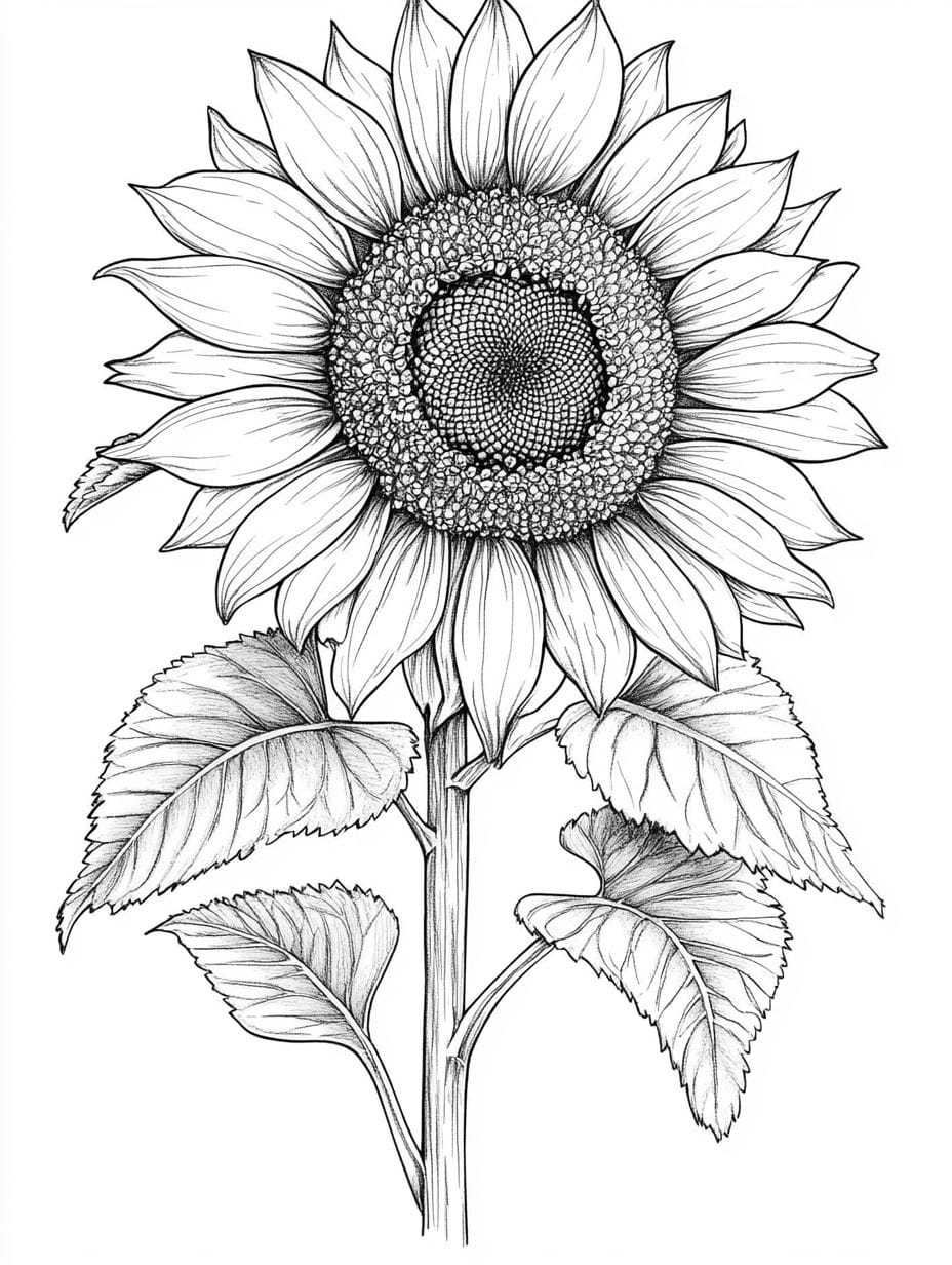 Beautiful Sunflower Coloring Pages