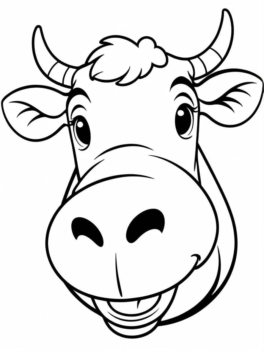 Big Cow Nose With Tongue Out Coloring Pages