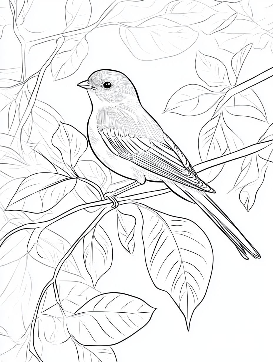 Bird With Long Tail Jungle Coloring Pages