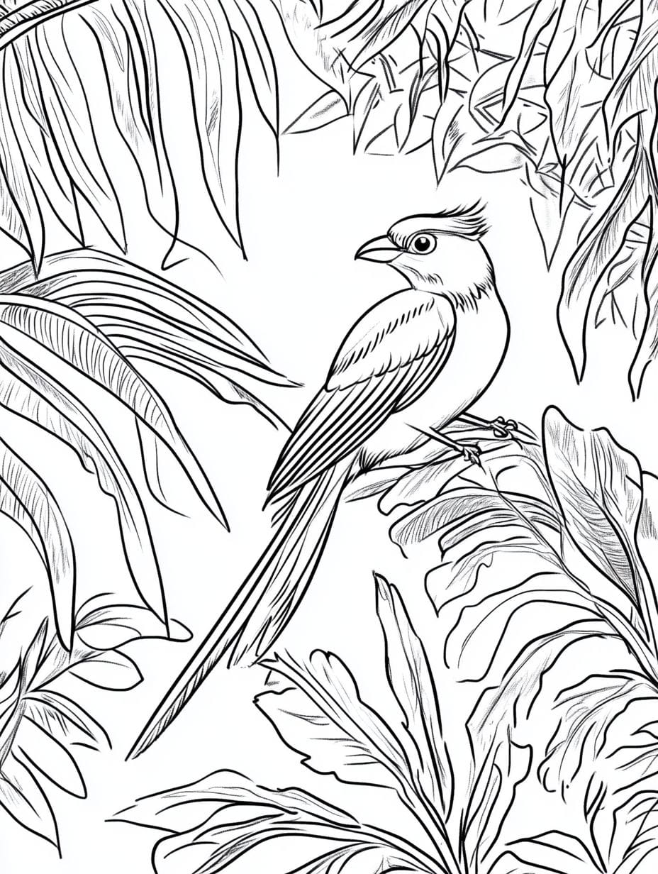 Bird With Red Neck Jungle Coloring Pages