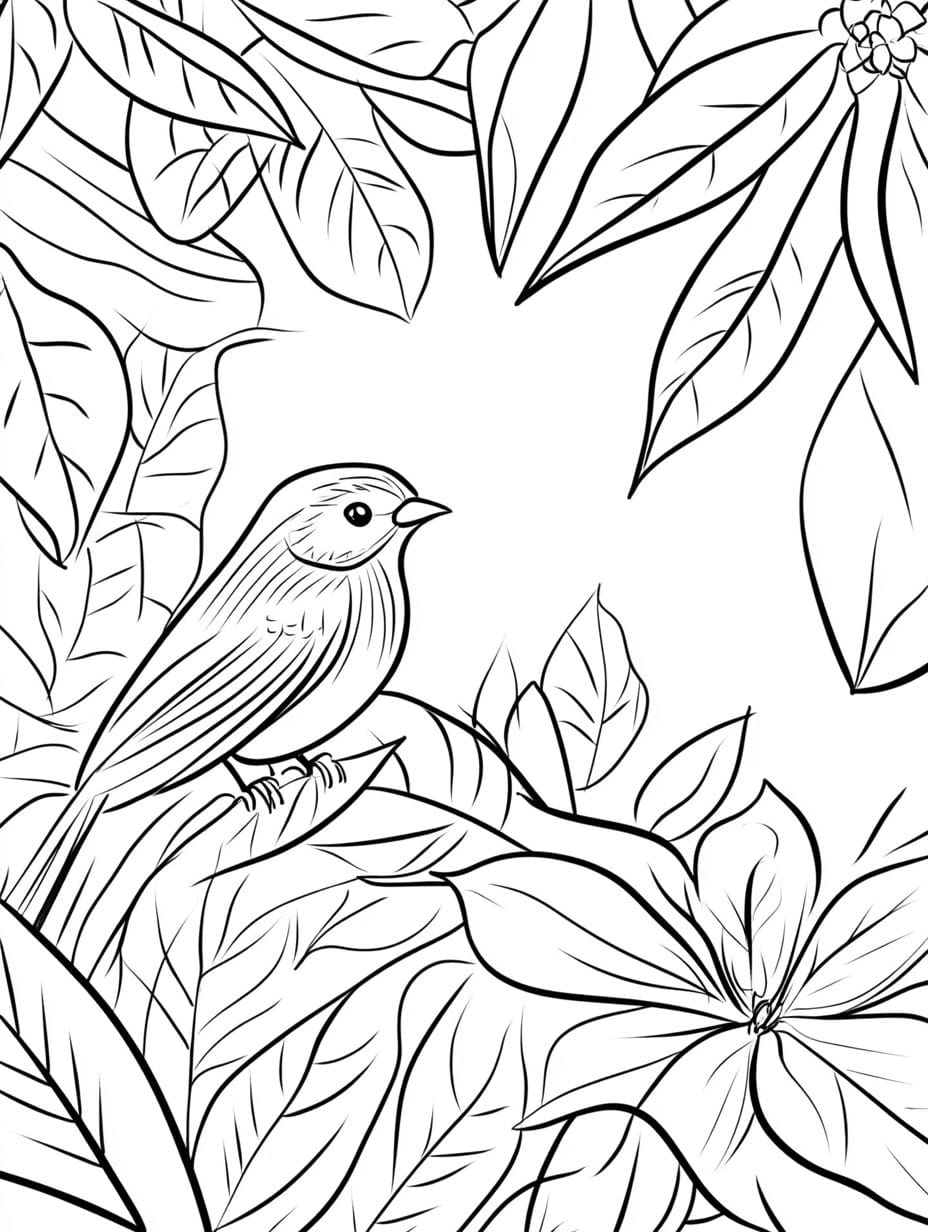 Bird With Short Tail Jungle Coloring Pages