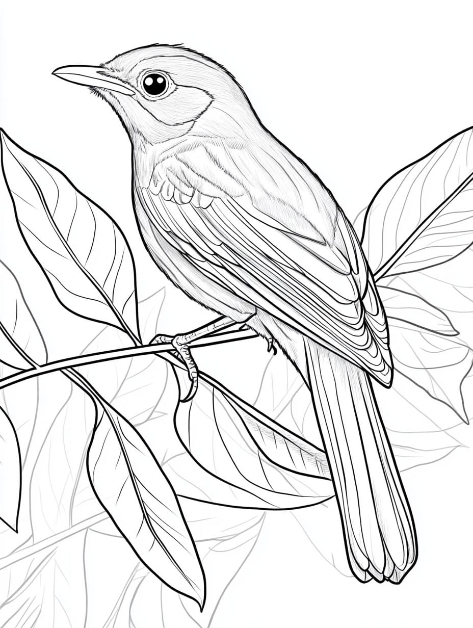 Bird With Smooth Feathers Jungle Coloring Pages