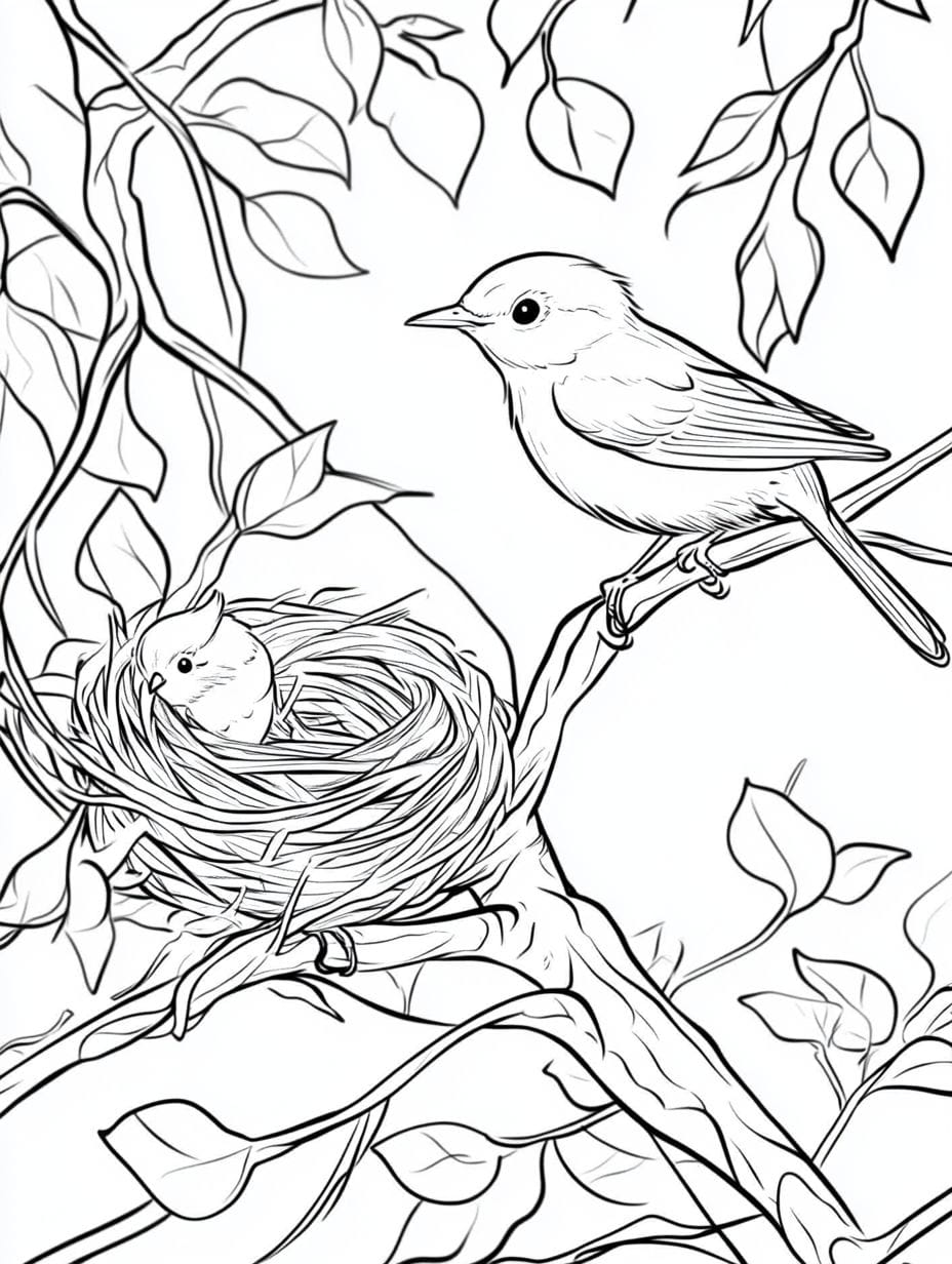 Birds Building Nests Birds Coloring Pages