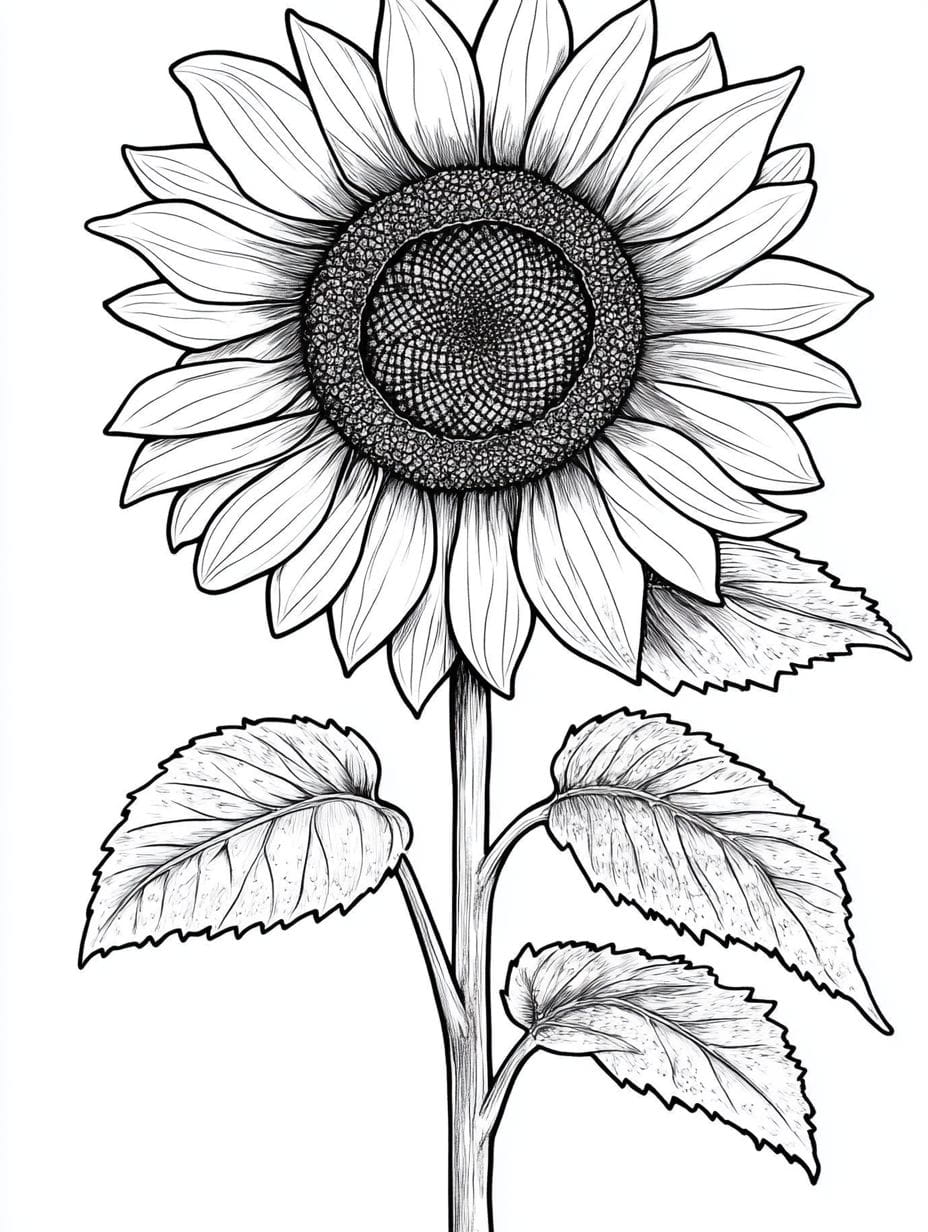 Blooming Sunflower Coloring Pages