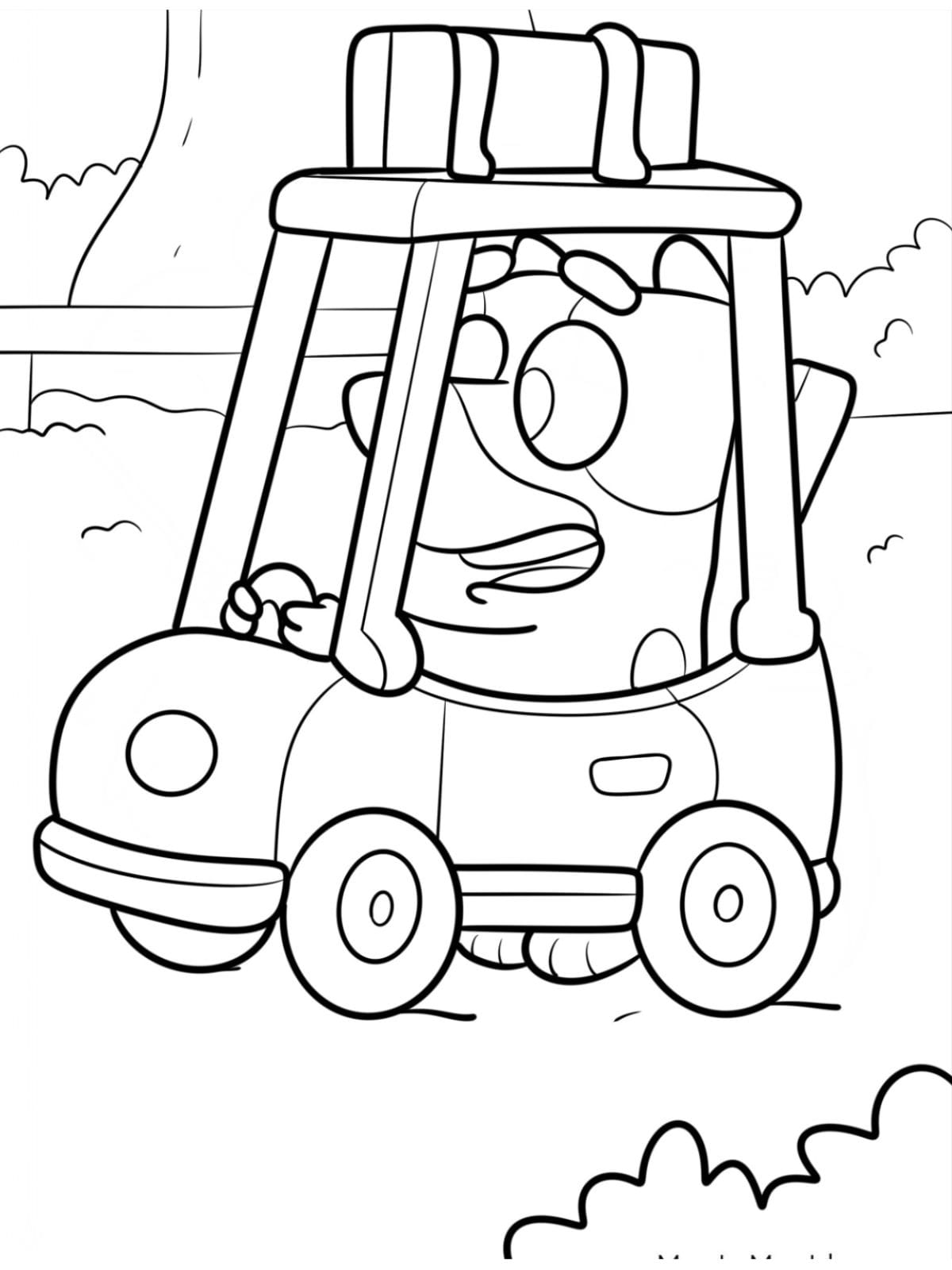 Bluey Driving A Toy Car Coloring Pages For Kids