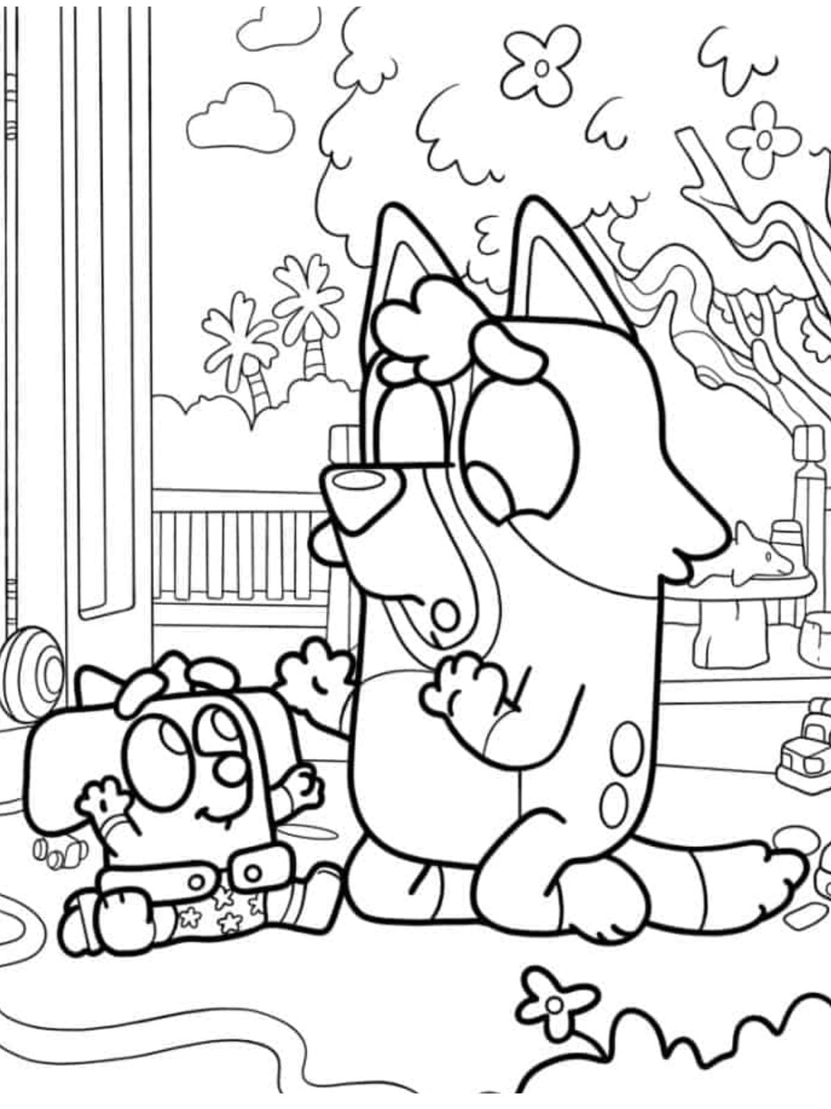 Bluey Watching Over Baby Jean Luccoloring Pages For Kids