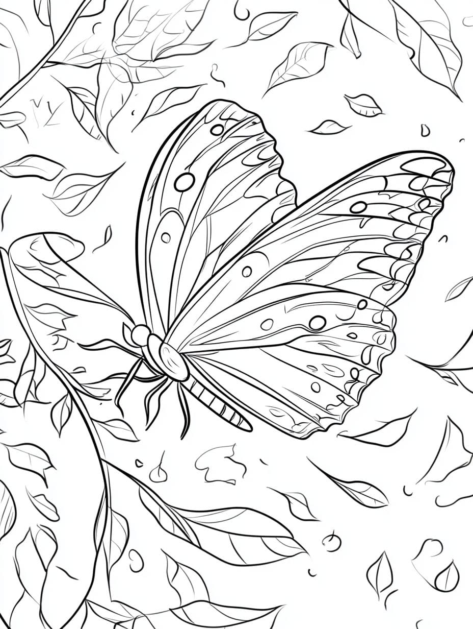 Butterfly And Leaf Coloring Pages