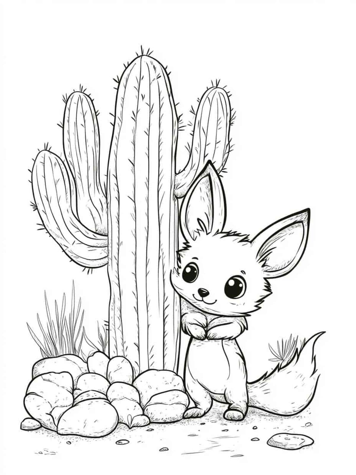 Cactus And Fox Companion Coloring Pages