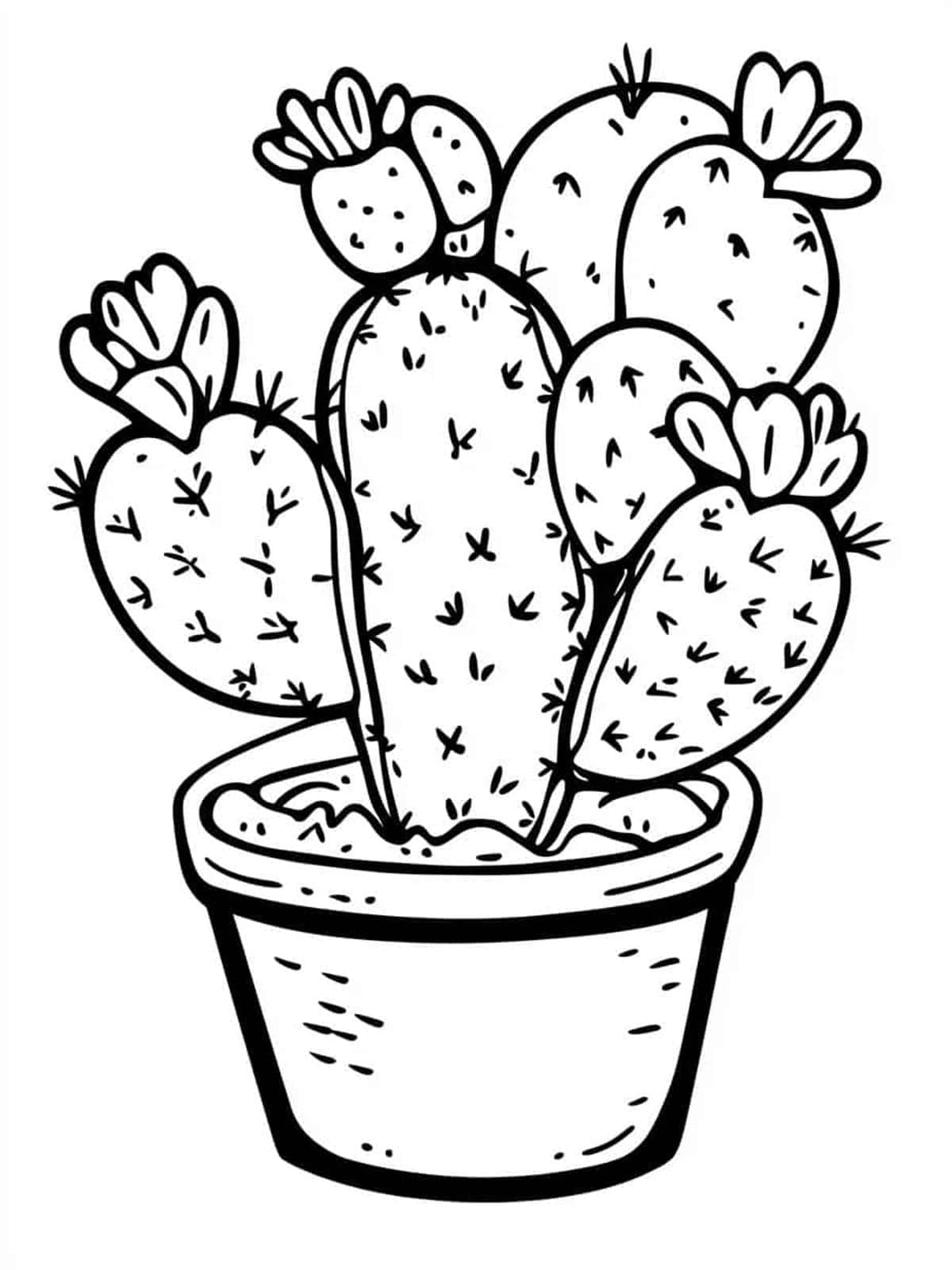 Cactus Blossom Pot Coloring Pages