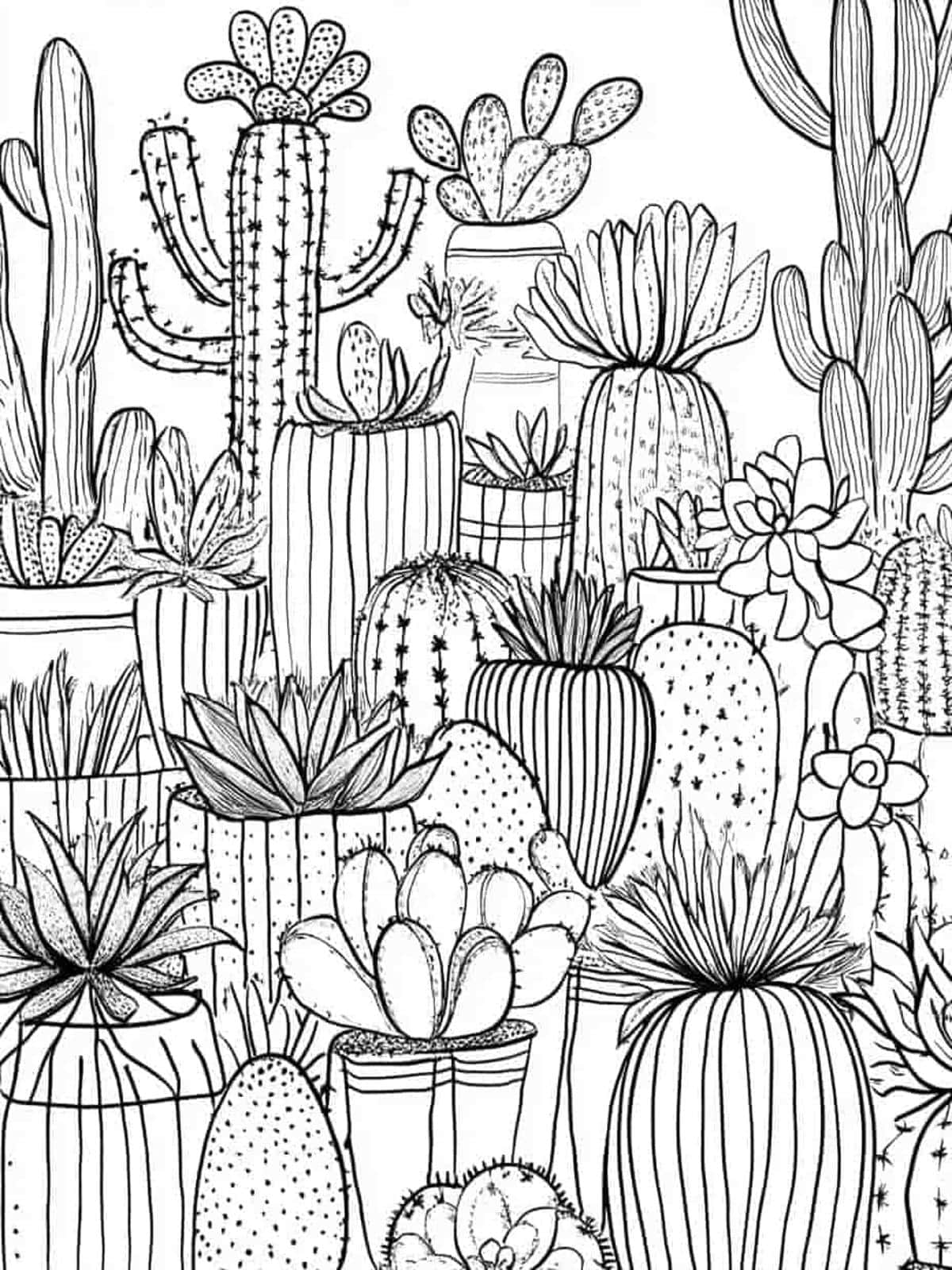 Cactus Garden Coloring Page