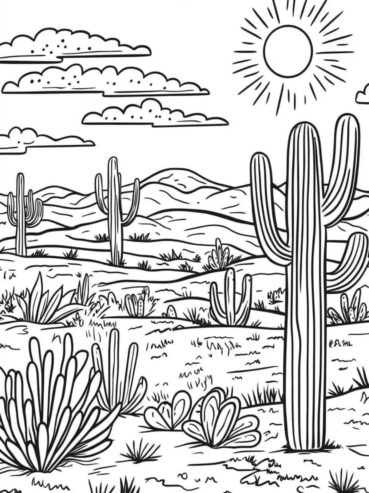 Cactus Landscape Coloring Pages