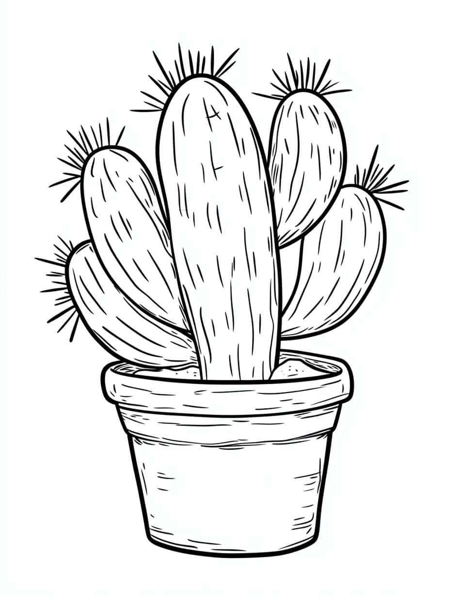 Cactus Pot Coloring Pages