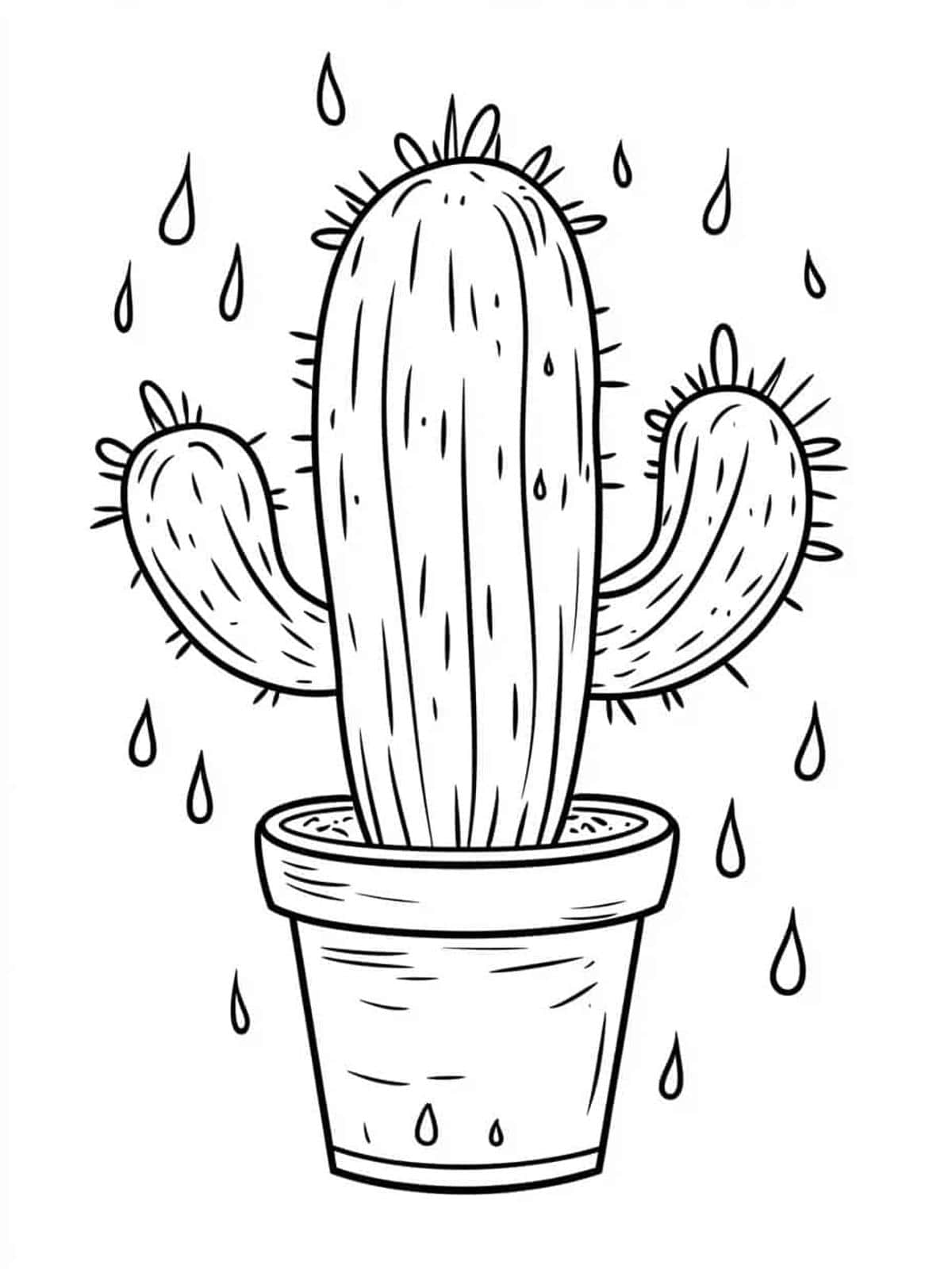 Cactus Rain Coloring Pages