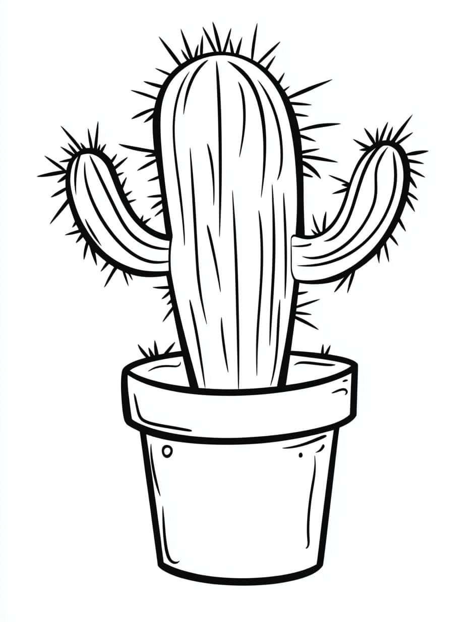 Cactus Solid Pot Coloring Pages